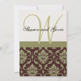 Monogramme de l'or et des Damas Brown Faire-part d