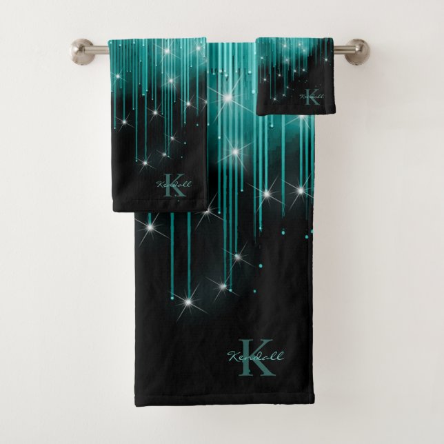 Monogramme de lumière en cascade ID Turquoise789 (En situation)