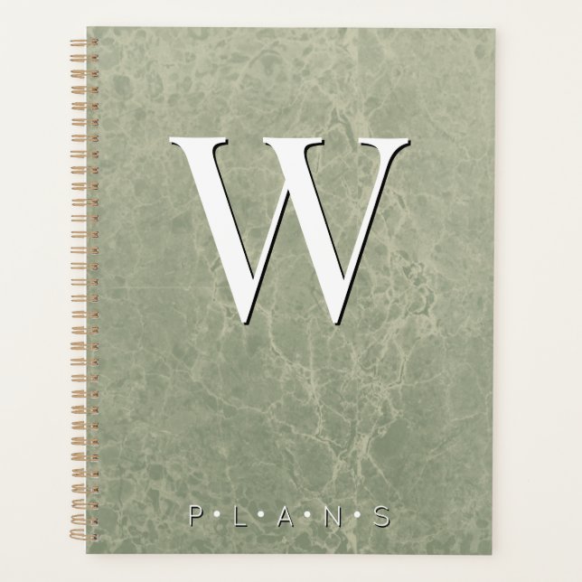Monogramme de marbre moderne Sage Green (Devant)