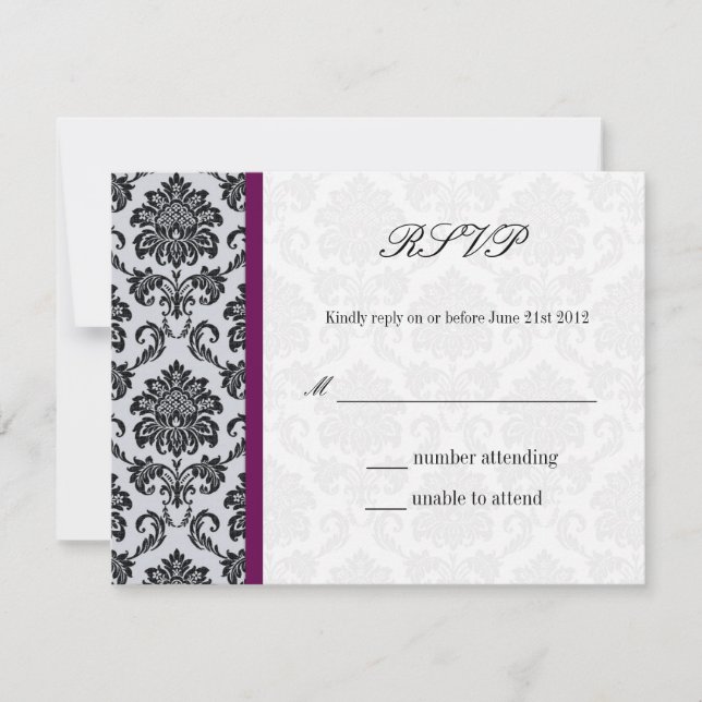 Monogramme de mariage de morceau Damas RSVP (Devant)