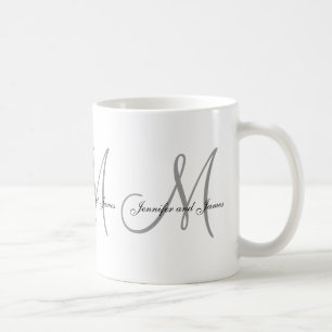 Monogramme de mariage et tasse de faveur de cadeau