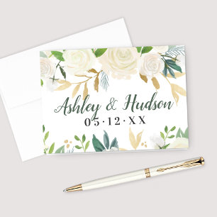 Monogramme de mariage floral verdure or crème