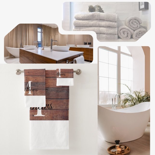 Monogramme de Motif de briques rustiques unique No (Rustic Brown Bathroom Towel.)