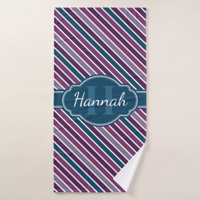 Monogramme de Motif Turquoise Gras Violet (Serviette de bain)