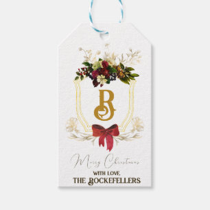 Monogramme de Noël Belles étiquettes cadeaux flora