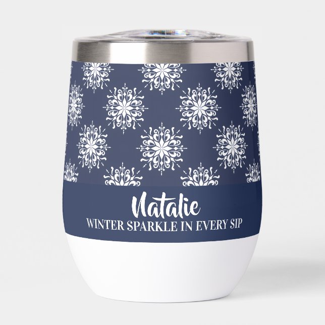 Monogramme de Noël Flocon de Neige Bleu Poussiéreu (Avant)