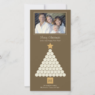 Monogramme de Noël moderne Carte photo - Brown