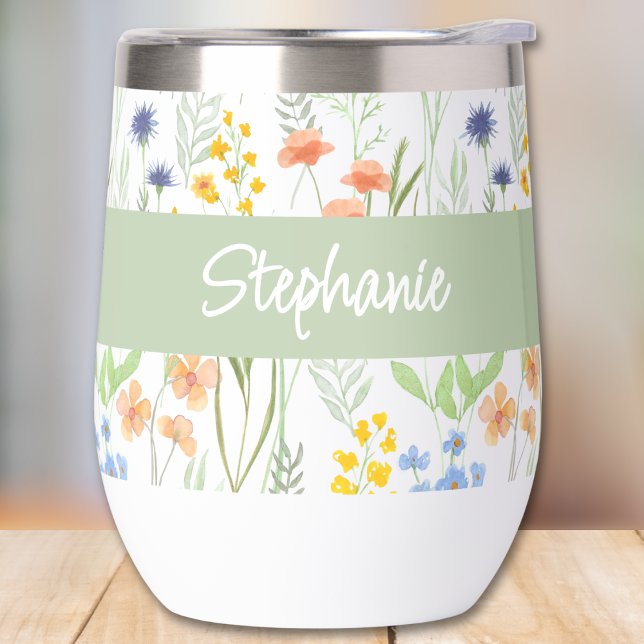 Monogramme de nom à l'aquarelle de fleur sauvage v (Créateur téléchargé)