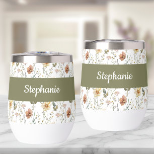 Monogramme de nom à l'aquarelle de fleurs sauvages