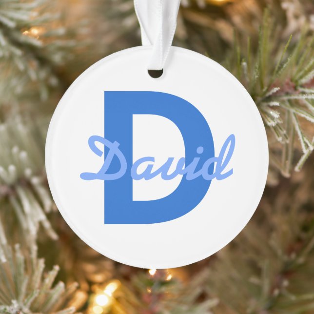 Monogramme de nom blanc bleu foncé et clair modifi (Arbre)