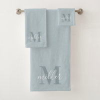 Monogramme de nom de famille personnalisé bleu mod