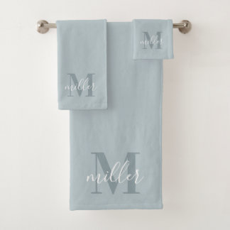 Monogramme de nom de famille personnalisé bleu mod