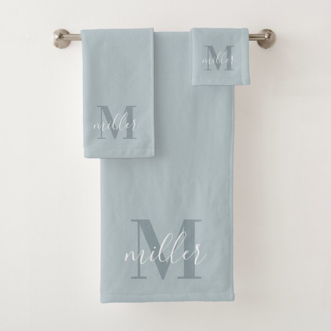 Monogramme de nom de famille personnalisé bleu mod (En situation)