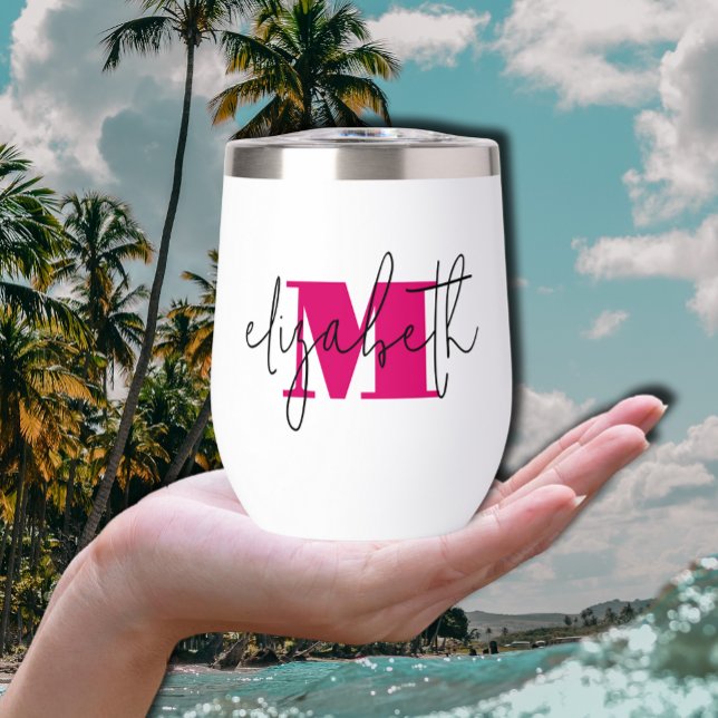 Monogramme de nom manuscrit (Hand Scripted Name Monogram Thermal Wine Tumbler)