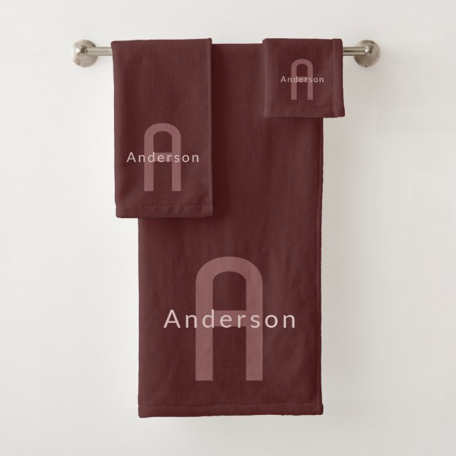 Monogramme de nom moderne | Rouge bordeaux (En situation)