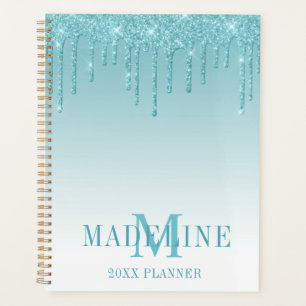 Monogramme de Parties scintillant Aqua moderne