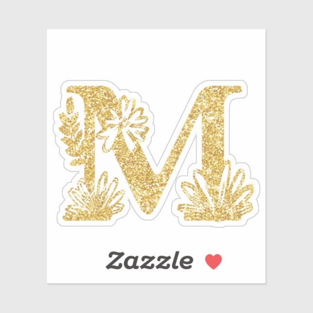 Monogramme de Parties scintillant d'or Sticker flo (Feuille)