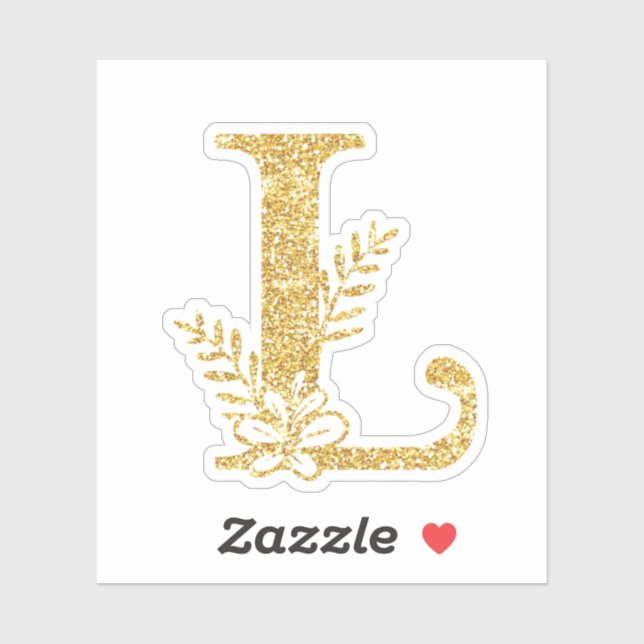 Monogramme de Parties scintillant d'or Sticker flo (Feuille)