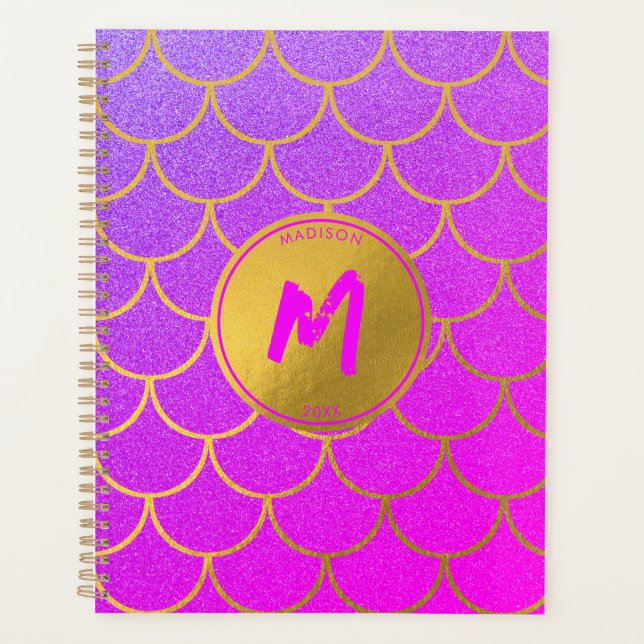 Monogramme de Parties scintillant rose violet or (Devant)