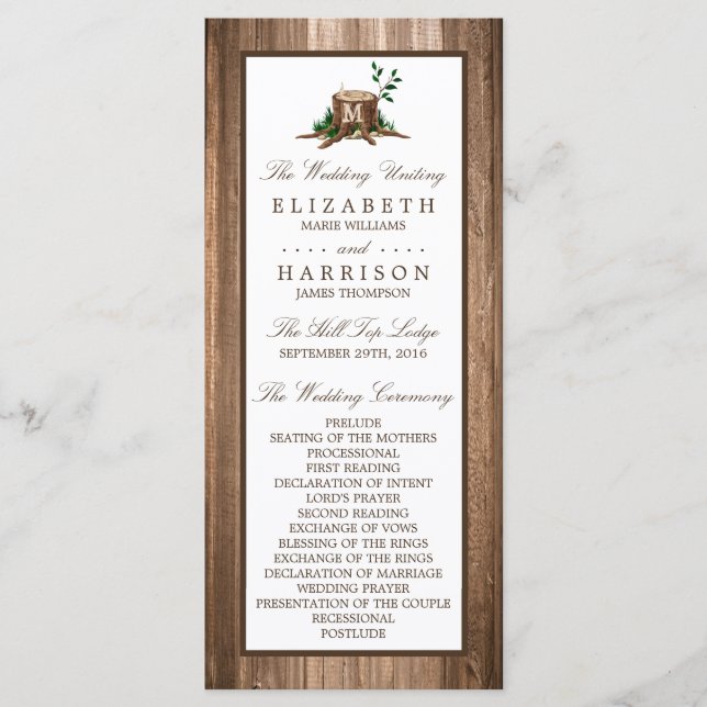 Monogramme de pays Programme de mariage des arbres (Devant)