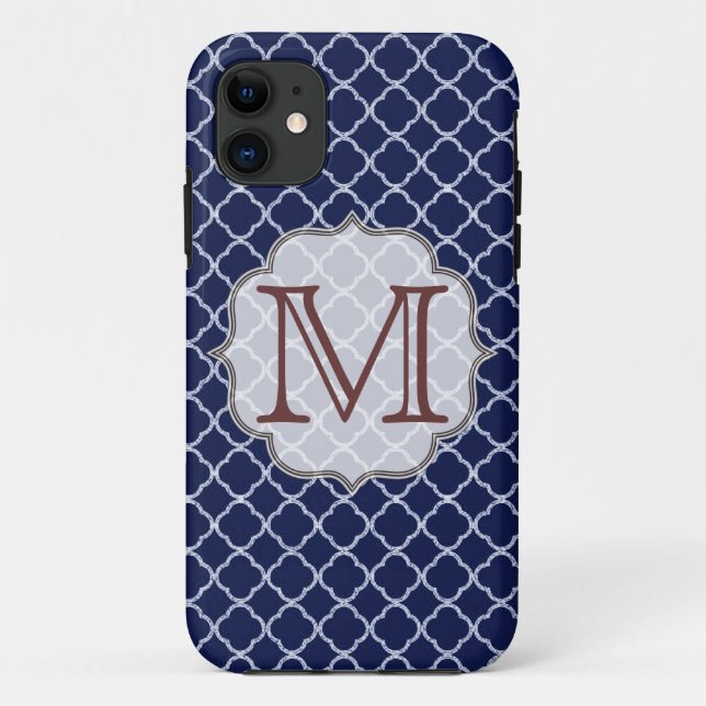 Monogramme de quart bleu marine IPHONE 5 Coque (Dos)