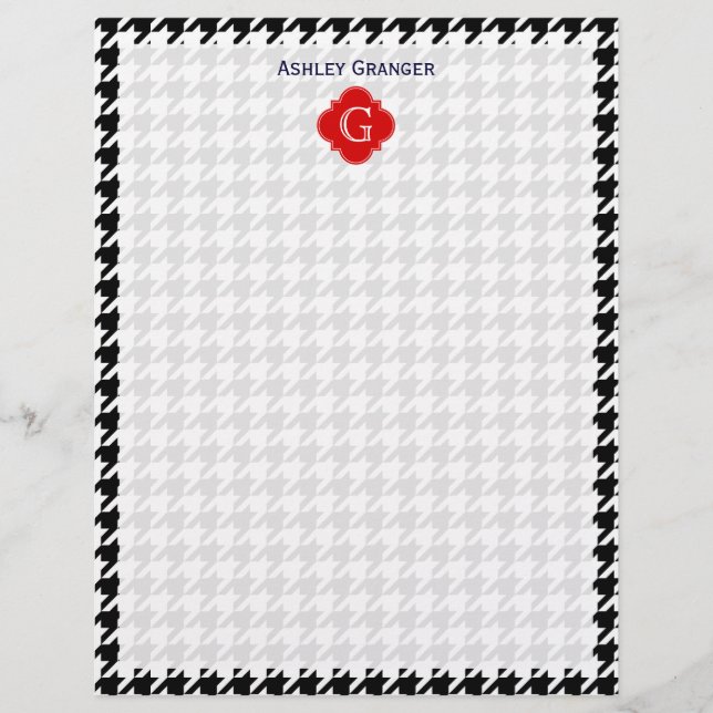 Monogramme de Quatrefoil rouge blanc noir (Devant)