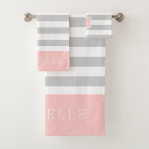 Monogramme de rayures grises et bleues Couleurs