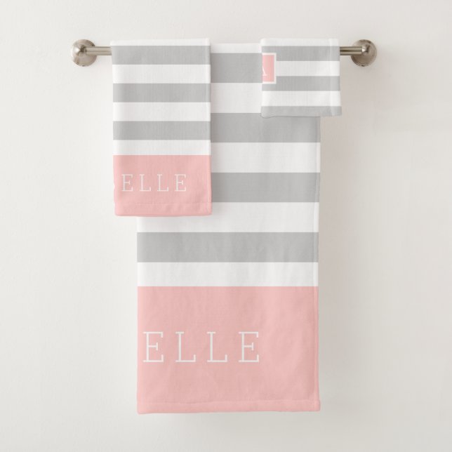 Monogramme de rayures grises et bleues | Couleurs  (En situation)