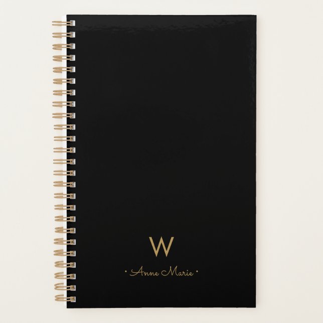 Monogramme de script Black Gold moderne (Devant)