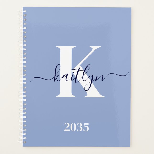 Monogramme de script bleu moderne (Devant)
