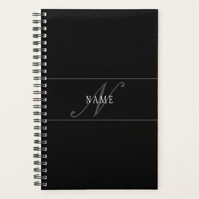 Monogramme de script élégant modifiable noir gris  (Devant)