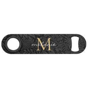 Monogramme de script floral noir élégant or