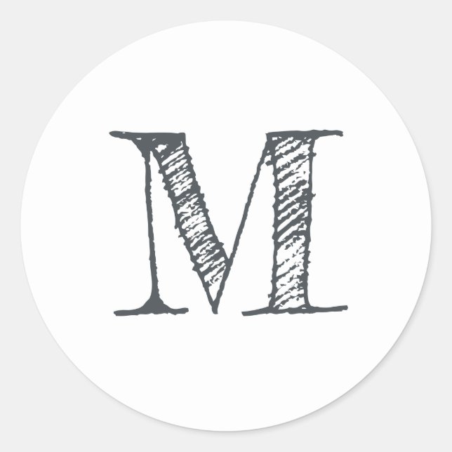 Monogramme de script moderne Étiquette noir blanc  (Devant)