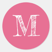 Monogramme de script moderne Étiquette rose chaud 