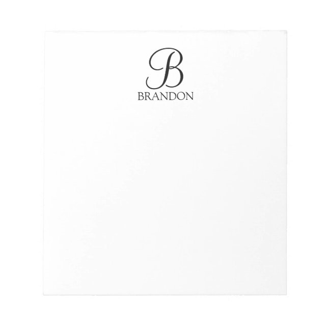 Monogramme de script personnalisé et Bloc-notes de (Devant)