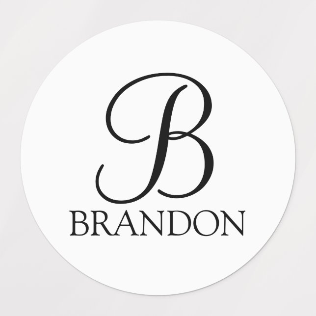 Monogramme de script personnalisé et Étiquettes de (Design 2)