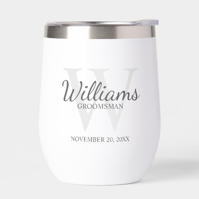 Monogramme de script personnalisé et Groomsmen de  (Gauche)