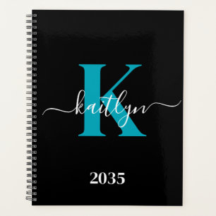 Monogramme de script sarcelle noir moderne