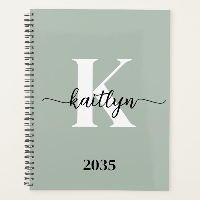 Monogramme de script vert Sage (Devant)