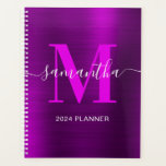 Monogramme de signature métallique Magenta Purple<br><div class="desc">Créez votre propre nom personnalisé et votre planificateur monogrammé ou carnet de rendez-vous pour elle. L'image art numérique magenta violet imitation feuille métallique s'imprime comme une photo. Monographie contemporaine Pinkish violet et blanc avec design élégant de style signature calligraphie peut être customisé.</div>