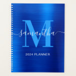 Monogramme de signature royale métallique<br><div class="desc">Créez votre propre nom personnalisé et votre planificateur monogrammé ou carnet de rendez-vous pour elle. L'image d'art numérique en faux métal bleu royal s'imprime comme une photo. Un monogramme contemporain bleu et blanc clair avec un design élégant de calligraphie de style signature peut être customisé.</div>