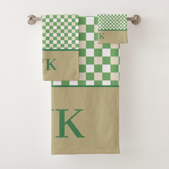 Monogramme de spa à carreaux vert chic (En situation)
