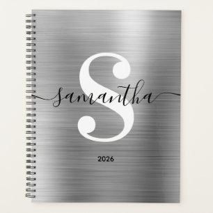 Monogramme de style moderne noir blanc et argent