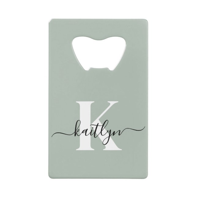 Monogramme de style moderne vert sauge (Devant)