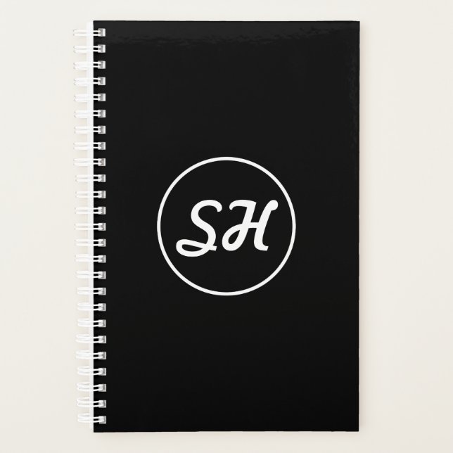 Monogramme de style rétro-moderne cool | Noir et b (Devant)