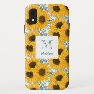 Monogramme de tournesol Floral Coque-Mate coque ip