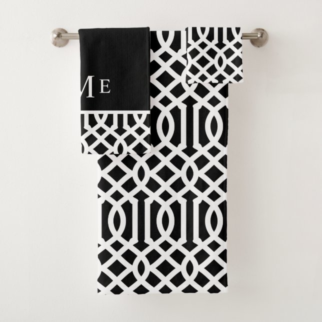 Monogramme de Trellis noir et blanc | Couleurs mod (En situation)