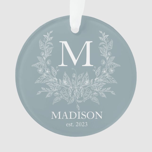 Monogramme de vacances Rustique Moderne Gris Cadet (devant)