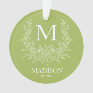 Monogramme de vacances rustique moderne vert jaune