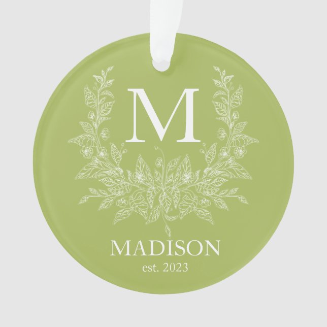 Monogramme de vacances rustique moderne vert jaune (devant)